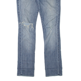 7 FOR ALL MANKIND Distressed Womens Jeans Blue Slim Straight Stone Wash W30 L34