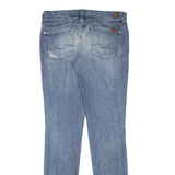 7 FOR ALL MANKIND Distressed Womens Jeans Blue Slim Straight Stone Wash W30 L34