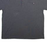 DICKIES Mens T-Shirt Grey Button Neck 2XL