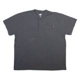 DICKIES Mens T-Shirt Grey Button Neck 2XL