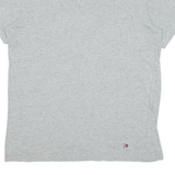 TOMMY HILFIGER Womens T-Shirt Grey V-Neck S