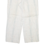 RALPH LAUREN Floral Womens Trousers Cream Relaxed Straight Linen W32 L27