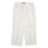 RALPH LAUREN Floral Womens Trousers Cream Relaxed Straight Linen W32 L27