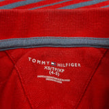 Age 4-5 Tommy Hilfiger Striped Polo Shirt - XS Red Cotton