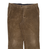 CITADIN Mens Corduroy Trousers Brown Regular Straight W35 L27