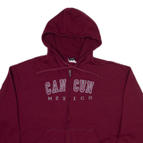 PTIMA Cancun Mexico Mens Maroon Hoodie Full Zip L
