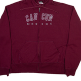 PTIMA Cancun Mexico Mens Maroon Hoodie Full Zip L