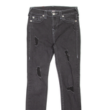 TRUE RELIGION High Waisted Distressed Womens Jeans Black Slim Skinny W25 L29