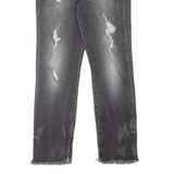 TRUE RELIGION Sara Cigarette Distressed Womens Jeans Grey Slim Straight W28 L27