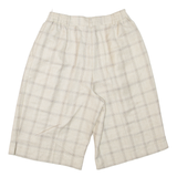 CASURO Pleated Womens Casual Shorts Grey Relaxed 90s Plaid XS W26