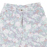 Womens Denim Shorts Purple Floral S W28