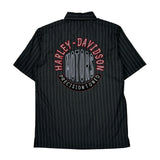 Harley Davidson Striped Short Sleeve Shirt - Small Black Polyester