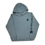 Age 14-16 Carhartt Spellout Hoodie - Large Blue Cotton