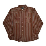 Wrangler Striped Shirt - XL Brown Cotton Blend