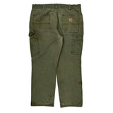 Carhartt Double Knee Carpenter Trousers - 38W 30L Green Cotton