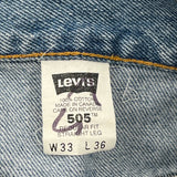 505 Levis Jeans - 33W 36L Blue Cotton