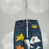 Made In USA Silver Tabs Levis Hand Painted Baggy Jeans - 32W 32L Multicoloured Cotton
