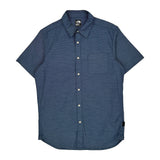 The North Face Striped Short Sleeve Shirt - Small Blue Cotton