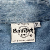 Cancun Hard Rock Cafe Graphic Denim Shirt - XL Blue Denim