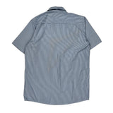 Rush Red Kap Striped Short Sleeve Shirt - Medium Blue Polyester Blend