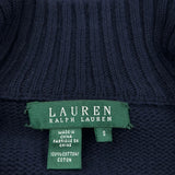 Ralph Lauren Full Zip Sweater - Small Navy Cotton