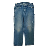Dickies Double Knee Carpenter Jeans - 34W 31L Blue Cotton