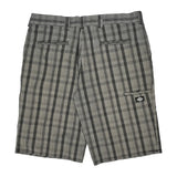 Dickies Checked Shorts - 36W 12L Grey Cotton