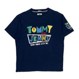 Tommy Jeans Graphic T-Shirt - Large Blue Cotton