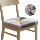 Anyseat Grey and Pink with Gold Linear Print Chair Cover – Stretch Washable Removable Seat Cover for Dining & Kitchen