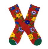 Anyfootwear 5 Pairs Size 5-9 Women Fashion Crew Socks Combed Cotton Abstract Flower Oil Painting Print Colorful Novelty Funny Casual Socks Christmas Gift
