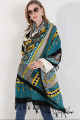 Anyyou 100% Merino Wool Pattern Chill Blues Silk Satin Large Winter Scarf Pashmina Shawl Bandana Perfect For Women Ladies Fashion Style