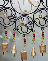 OM Brass Bells with glass beads wall hanging