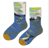 Anyfootwear 5 Pairs Size 5-9 Unisex Long Socks Cartoon Fish Tail Nature Design Warm Winter Socks Comfortable Casual Foot Accessories