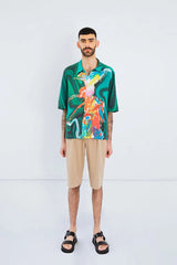 Cuban Collar Shirt in Paint Splash Print