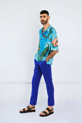 Cuban Collar Shirt In Paint Stroke