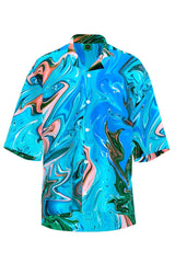 Cuban Collar Shirt In Paint Stroke