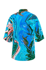 Cuban Collar Shirt In Paint Stroke