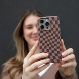 Chocolate Brown Cafe Check Samsung Galaxy S23+(Plus) Case