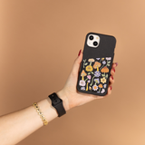 Shrooms and Blooms Black Phone Case Card Holder