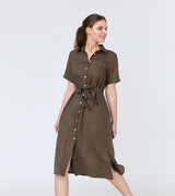 Charlotte - short sleeve linen midi shirt dress