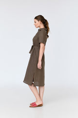 Charlotte - short sleeve linen midi shirt dress