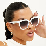 Coco - White Frame Faded Black Lens Wayfarer Sunglasses