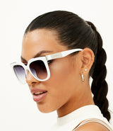 Coco - White Frame Faded Black Lens Wayfarer Sunglasses