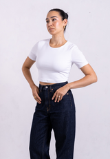 Organic Cotton Crew Cropped T-Shirt, White