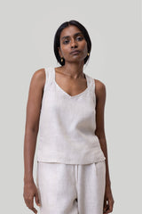 Crossback Tank Top in Linen Checks