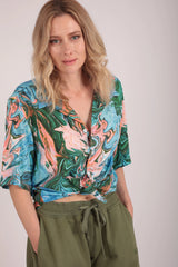 Cuban Collar Shirt In Paint Stroke