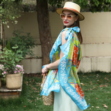 Anyyou 100% Mulberry Silk Aqua Blue Scarf Women Luxury Long Shawl – Beach Wear, Swimwear Cover Up, Pashmina Foulard Fashion Accessory