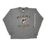 Miami Dolphins Reebok Nfl Long Sleeve T-Shirt - XL Grey Cotton