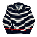 Tommy Hilfiger Striped 1/4 Zip - XL Navy Cotton