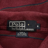 Polo By Ralph Lauren Striped Long Sleeve Polo Shirt - Small Burgundy Cotton
